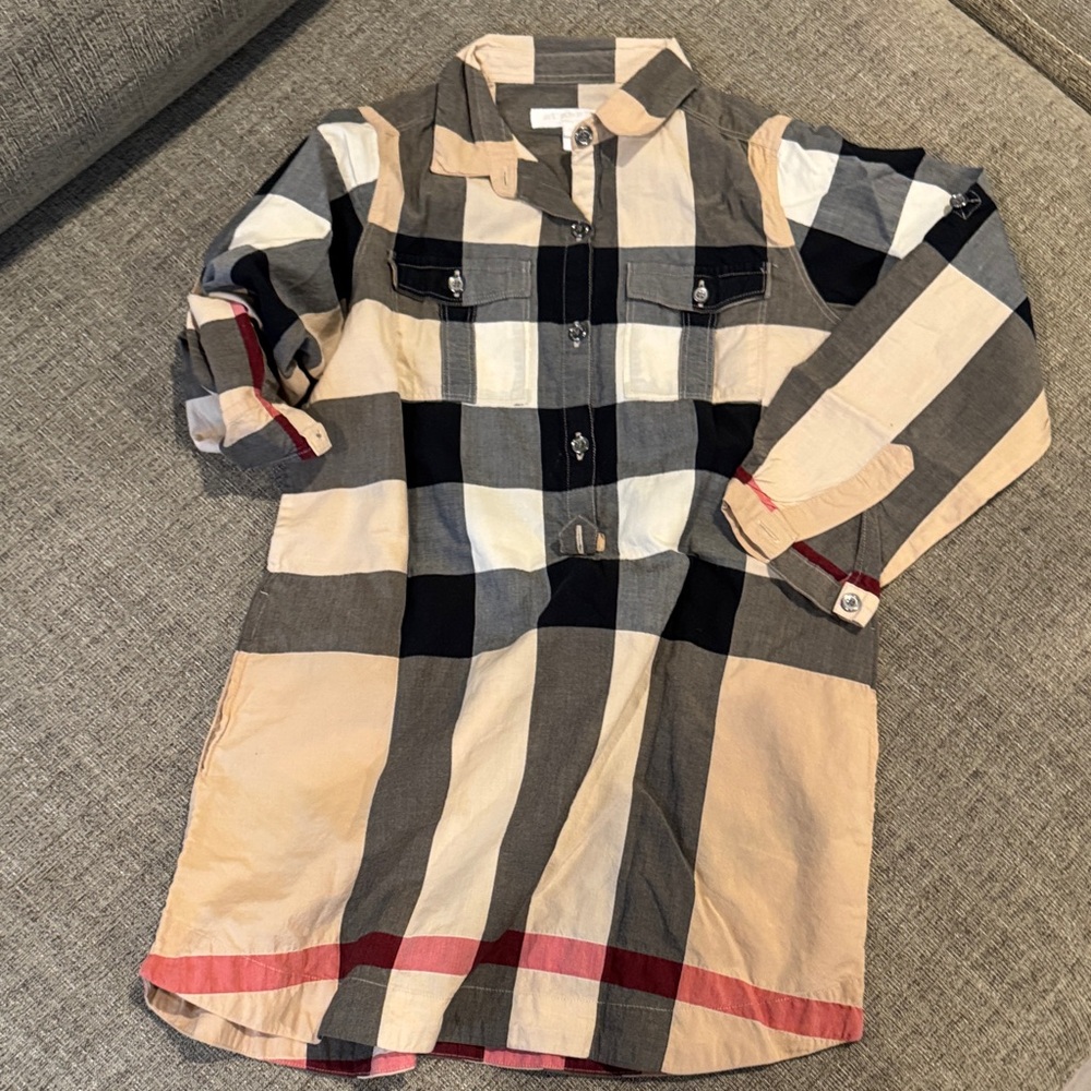 Burberry Kids Plaid Dress - Black, Cream, Red